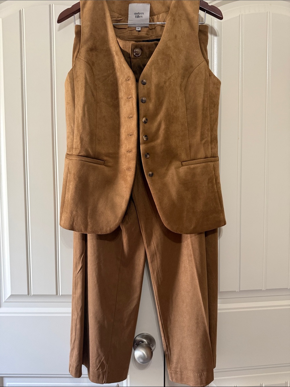 NWT Brown Faux Suede Vest & Trouser Set